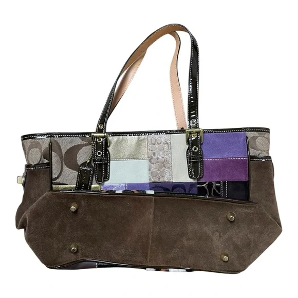 Vintage Y2K Coach Holiday Patchwork Tote Shoulder-Bag Purse - Picture 6 of 11